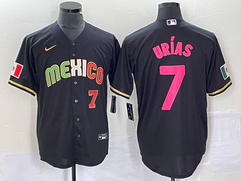 Men 2023 World Cub Mexico 7 Urias Black pink Nike MLB Jersey4